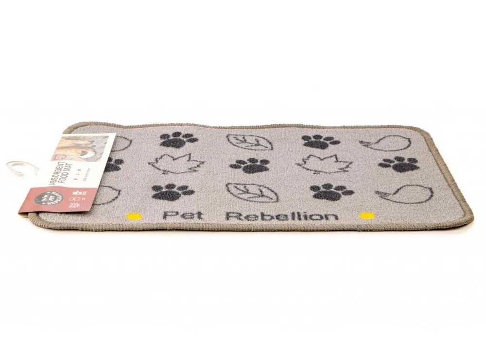 Kobereček pod misky PET REBELLION, šedý s tlapkami a lístky Dagaanbieding