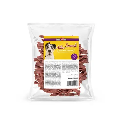 Populair COBBYS PET AIKO SNACK Chicken pieces 400g (+/- 50ks) měkké kuřecí točené tyčinky