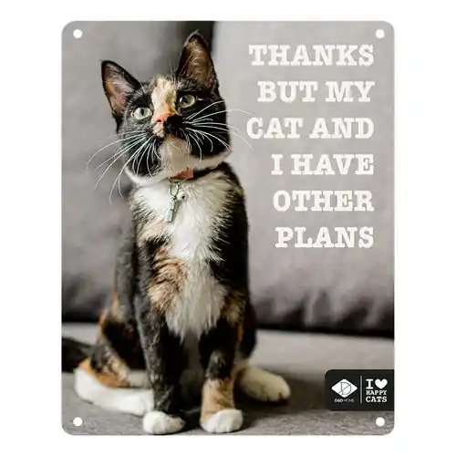 EBI D&D I LOVE HAPPY CATS kovová tabulka ,,Thanks but my cat and me have other plans" 20x25cm Goedkoop