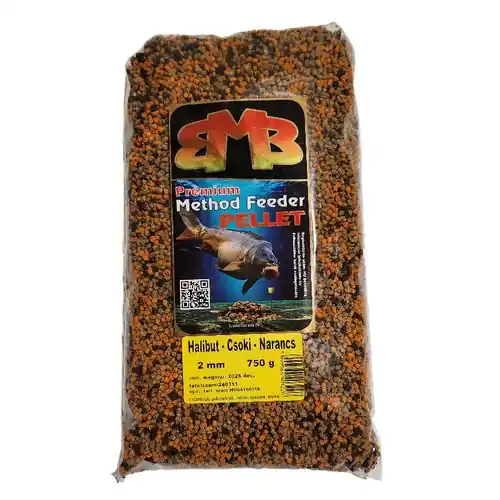 Seizoensaanbieding BUKI MIX Premium Method Feeder pelety 2mm / 750g Halibut-čokoláda- pomeranč