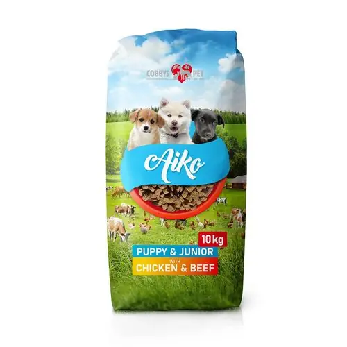COBBYS PET AIKO PUPPY & JUNIOR Chicken & Beef 10kg plnohodnotné krmivo pro štěňata s hovězím a kuřecím masem Lage Prijs