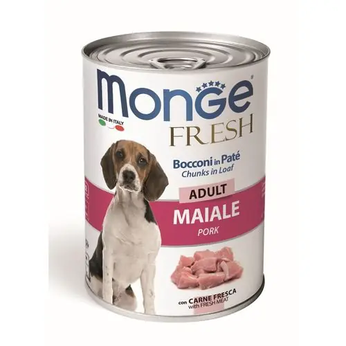 MONGE Fresh Adult 400g vepřové kousky v paštice pro dospělé psy Fabrieksprijs
