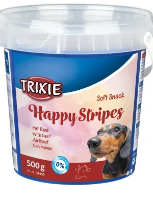 Beperkte Voorraad TRIXIE Soft Snack Happy Stripes - hovězí pásky, kyblík 500 g