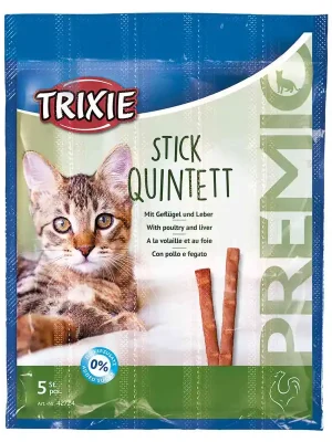 Seizoensaanbieding TRIXIE PREMIO Quintett tyčinky drůbeží/játra 5 x 5 g