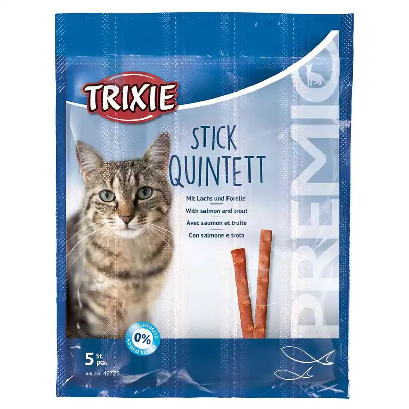 Direct Verzonden TRIXIE PREMIO Quintett tyčinky losos/pstruh 5 x 5 g
