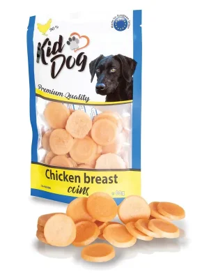 KIDDOG kuřecí mince z kuřecích prsou 80 g Snelle Levering