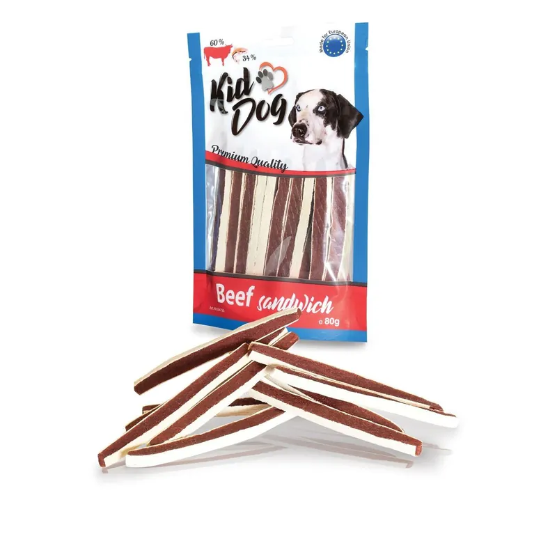 Betaalbaar KIDDOG hovězí sendvič s treskou 80 g