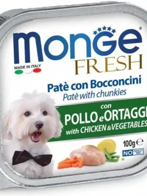 Seizoensaanbieding MONGE FRESH - paštika a kousky s kuřetem a zeleninou 100g