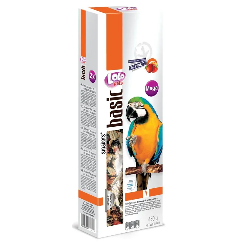 Dagaanbieding LOLO SMAKERS MEGA 2 klasy ovocné pro velké papoušky 450 g