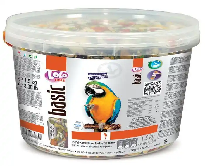 LOLO BASIC kompl.krmivo pro velké papoušky 3L/1,5kg kyblík Populair