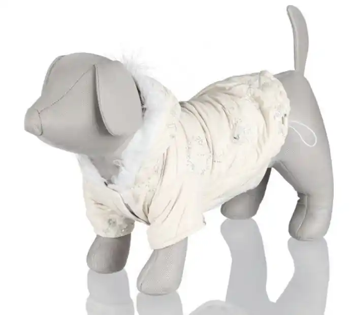 TRIXIE Bunda VICHY s výšivkou, krémová s - 40 cm Weekendaanbieding