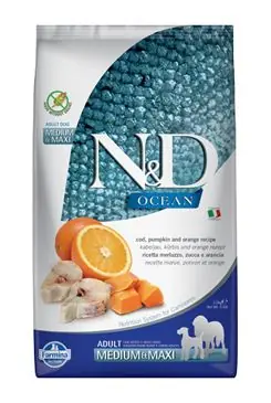N&D OCEAN DOG Adult M/L Codfish&Pumpkin & Orange 2,5kg Bestel Nu