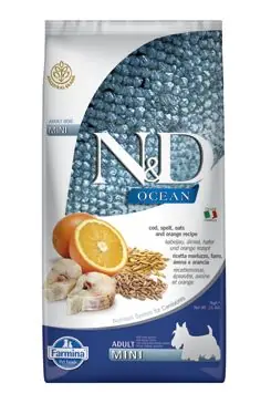 Express Levering N&D OCEAN DOG LG Adult Mini Codfish & Orange 7kg