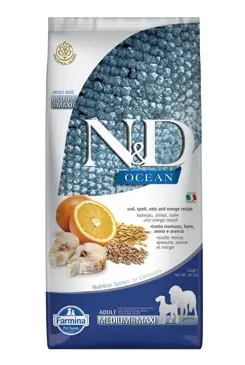 N&D OCEAN DOG LG Adult M/L Codfish & Orange 12kg Voordeelprijs