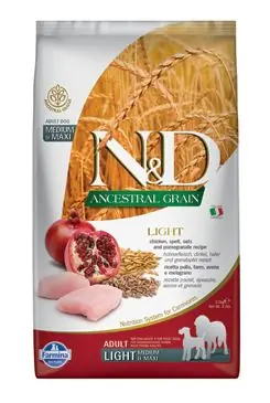 N&D LG DOG Light M/L Chicken&Pomegranate 2,5kg Laatste Kans