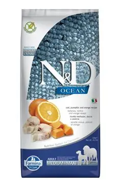 N&D OCEAN DOG Adult M/L Codfish&Pumpkin & Orange 12kg Beperkt Aanbod