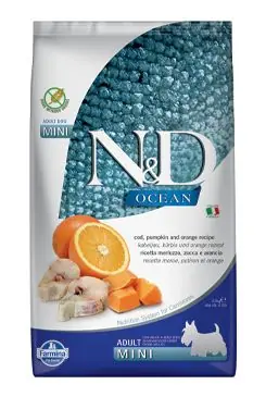 Goedkoop N&D OCEAN DOG Adult Mini Codfish&Pumpkin&Orange 2,5kg