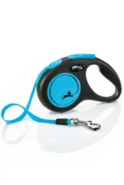 Seizoensaanbieding Vodítko FLEXI Neon S pásek 5m/15kg černá/modrá NEW