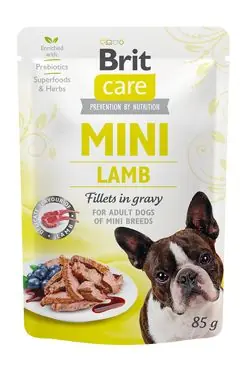Laatste Kans Brit Care Dog Mini Lamb fillets in gravy 85g