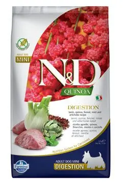 Beperkte Voorraad N&D Quinoa DOG Digestion Lamb & Fennel Mini 2,5kg