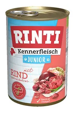 Laatste Versie Rinti Dog Kennerfleisch konzerva Junior hovězí 400g