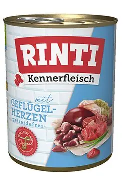 Rinti Dog Kennerfleisch konzerva drůbeží srdíčka 800g Laatste Kans