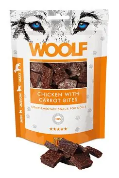 WOOLF pochoutka chicken with carrot bites 100g Lage Prijs