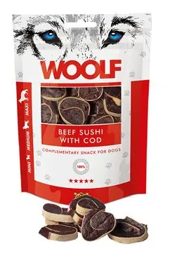 Goedkoop WOOLF pochoutka beef sushi with cod 100g