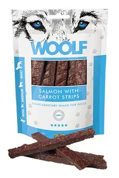 Lage Prijs WOOLF pochoutka salmon with carrot strips 100g