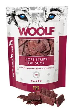 Favoriet WOOLF pochoutka soft strips of duck 100g