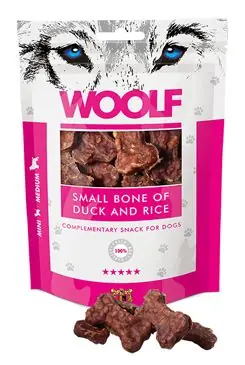 Gereduceerde Prijs WOOLF pochoutka small bone of duck and rice 100g