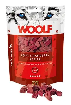 Uitverkoop WOOLF pochoutka soft cranberry strips 100g