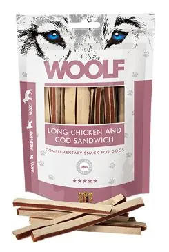 WOOLF pochoutka soft chicken, cod sandwich long 100g Bestseller