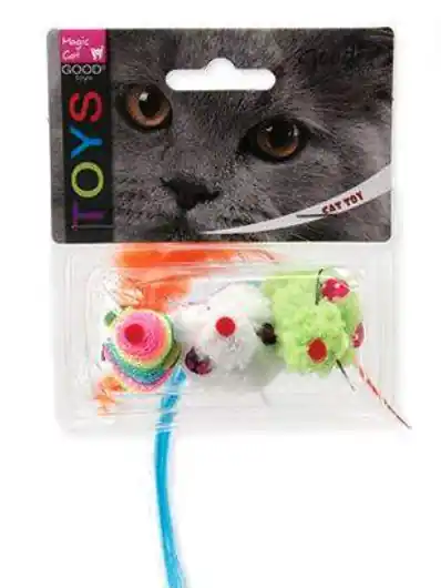 Superprijs Myška Magic Cat, plyšová, vícebarevná, 7,5 cm, 3 ks