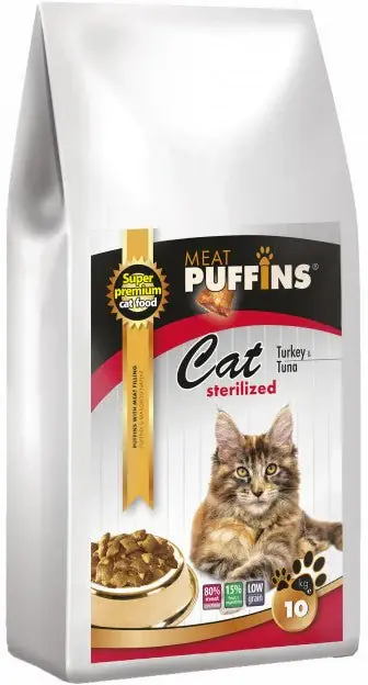 Puffins Cat Sterilised Turkey & Tuna 10 kg Lage Prijs
