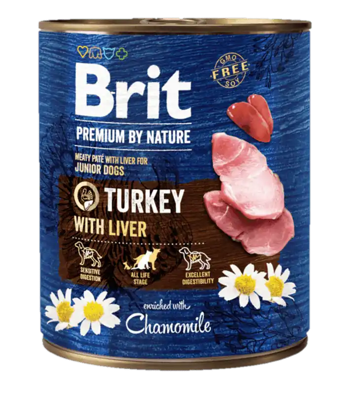 Lage Prijs Brit Premium Dog by Nature konz Turkey & Liver 800g