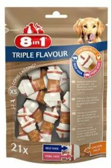 Populair Pochoutka 8in1 Triple Flavour XS (21ks) chutná odměna pro psy