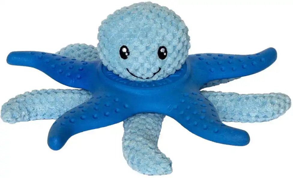 Bestel Nu Hračka pes OCTOPUS & STARFISH plyš, TPR modrá 27 cm Kiwi - Plyšová hračka s TPR prvky ve tvaru chobotnice a hvězdice, modrá, 27 cm