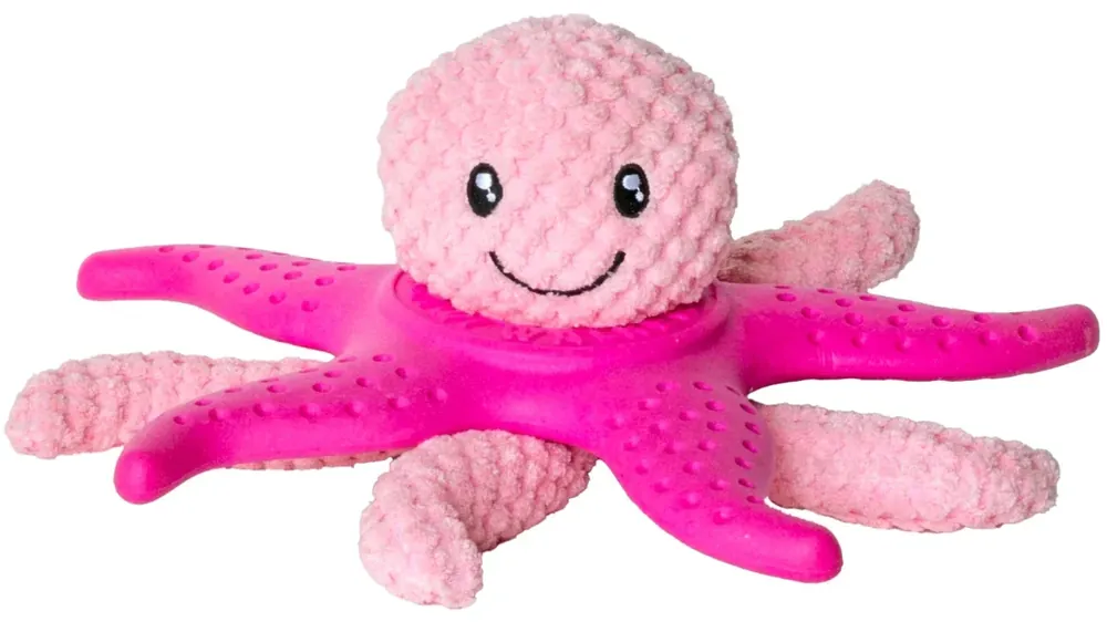 Weekendaanbieding Hračka pes OCTOPUS & STARFISH plyš, TPR růžová 27 cm Kiwi - Plyšová hračka s TPR prvky ve tvaru chobotnice a hvězdice, růžová, 27 cm