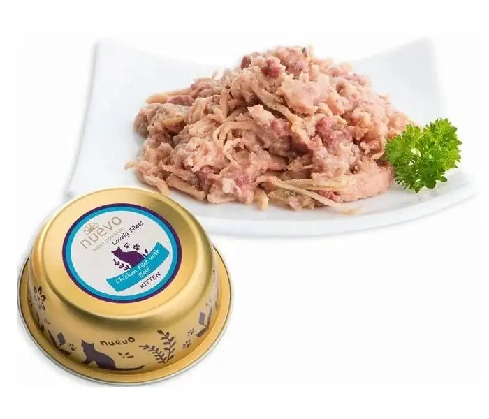 Nuevo kotě vanička kuře a hovězí 85g Nieuw