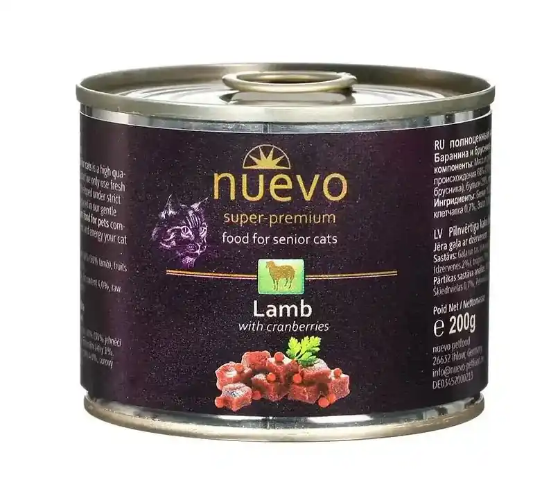 Nuevo kočka Senior Jehněčí s brusinkami konz. 200g Fabrieksprijs