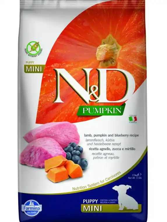 Hete Deal N&D Pumpkin DOG Puppy Mini Lamb & Blueberry 2,5kg – štěně mini jehněčí s borůvkami