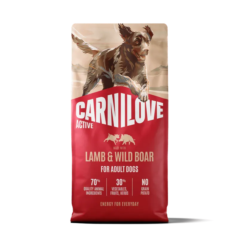 Korting Carnilove Dog Active Dry Lamb&Wild Boar Adult AB 4kg - Bezobilné granule pro psy