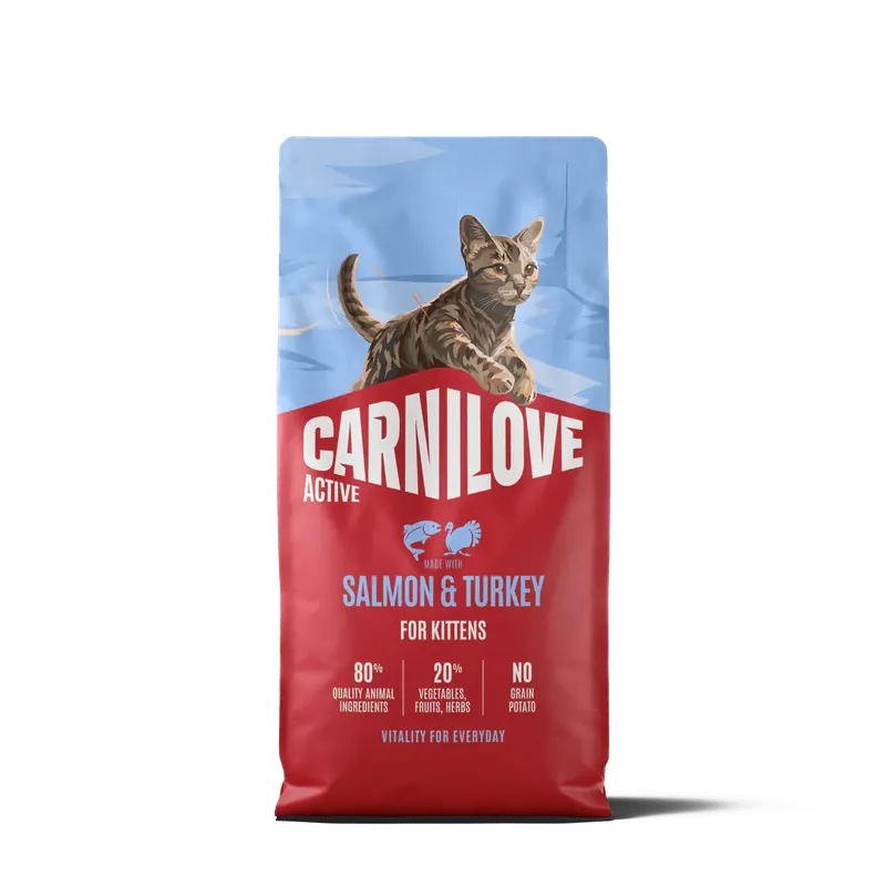 Carnilove Cat Active Dry Salmon&Turkey Kittens 2kg - Granule pro koťata s lososem a krůtou Nu Kopen