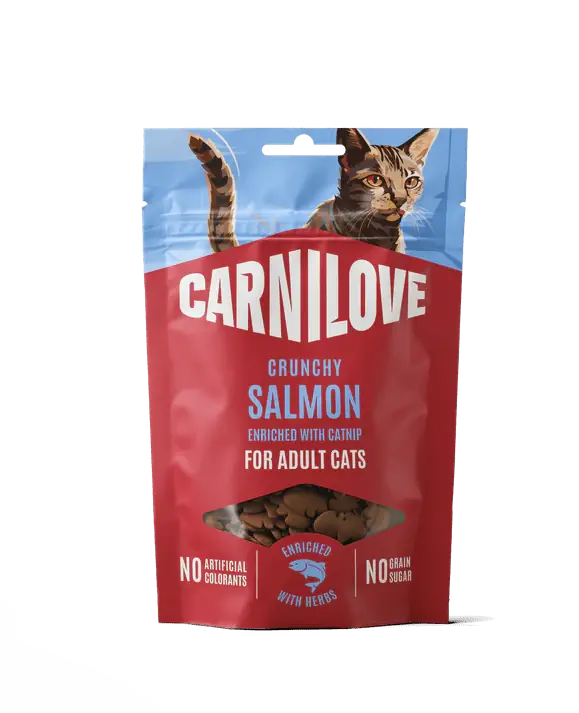 Aanbieding Carnilove Cat CRUNCHY Snack Salmon+Catnip 50g - Křupavé pamlsky pro kočky
