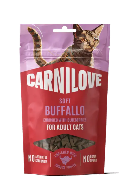 Carnilove Cat SOFT Snack Buffallo+Blueberries 50g - Měkké pamlsky pro kočky Koop Online