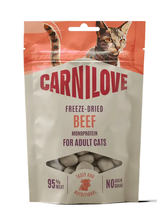 Carnilove Cat Freeze-Dried Beef 40g - Freeze dried hovězí pamlsky pro kočky Laatste Versie
