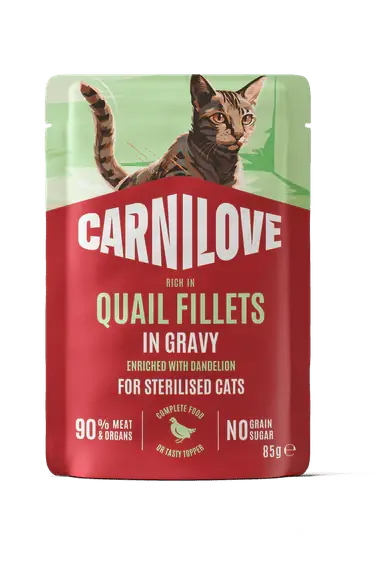 Carnilove Cat Pouch Gravy Quail+Dandelion Steril. 85g - Kapsička pro kastrované kočky Koop Vandaag