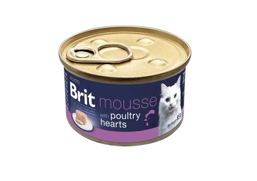 Koop Vandaag Brit Premium Cat by Nature Mousse Poultry hearts 85g - Mokré krmivo s drůbežím