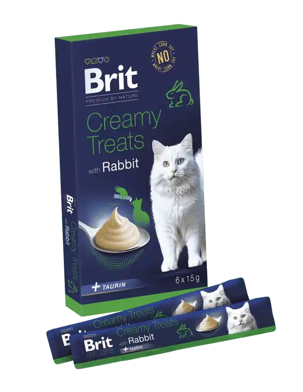 Meest Verkocht Brit Premium Cat by Nature Creamy Treats Rabbit 6x15g - Krémové pamlsky pro kočky